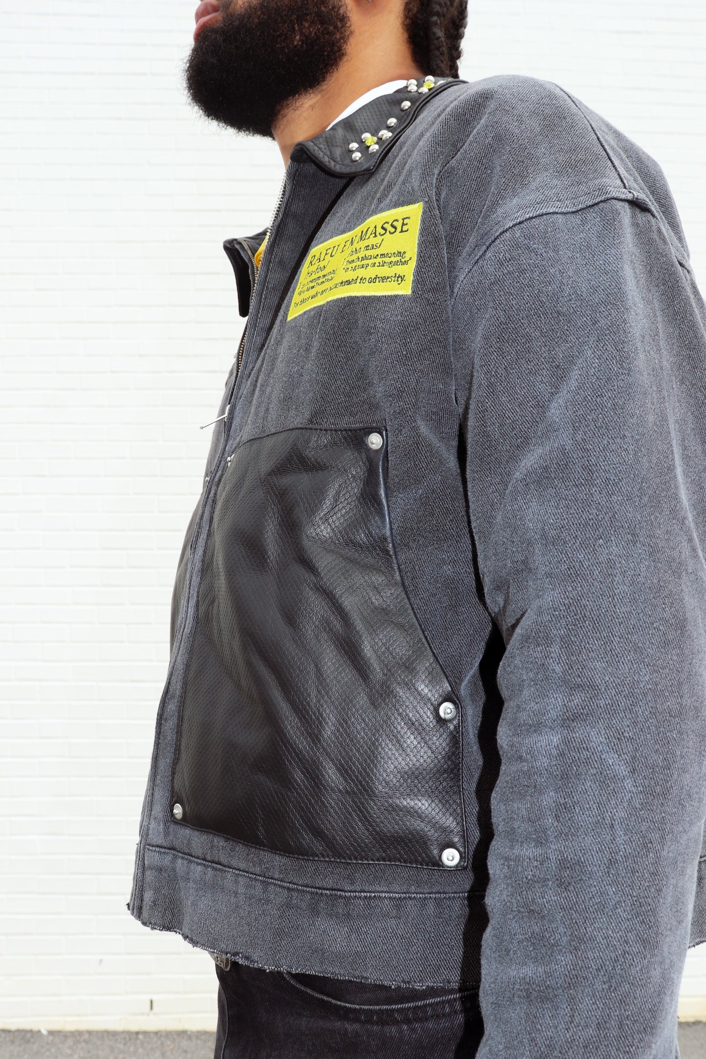 Rafu Leather Studded Worker Jacket