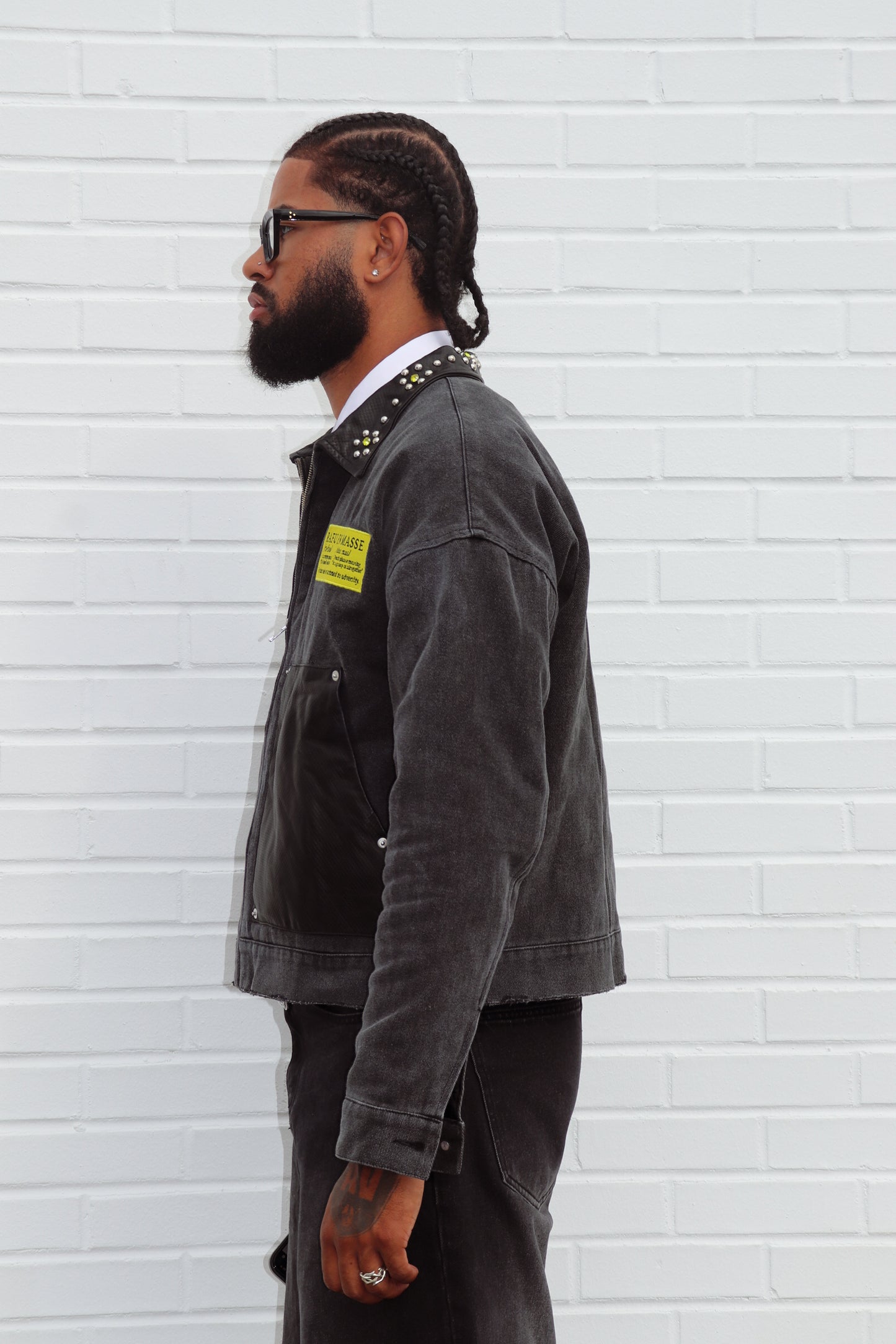 Rafu Leather Studded Worker Jacket