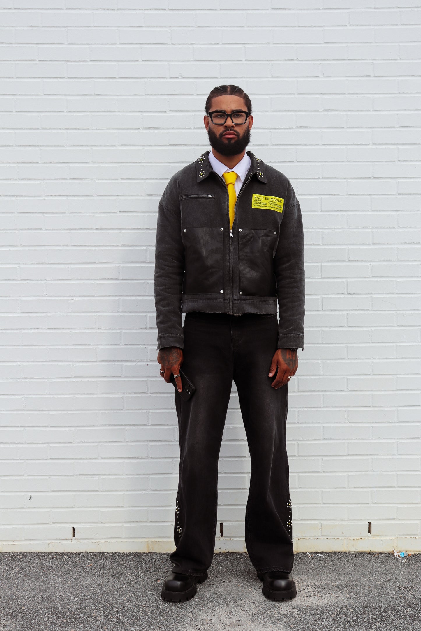 Rafu Leather Studded Worker Jacket