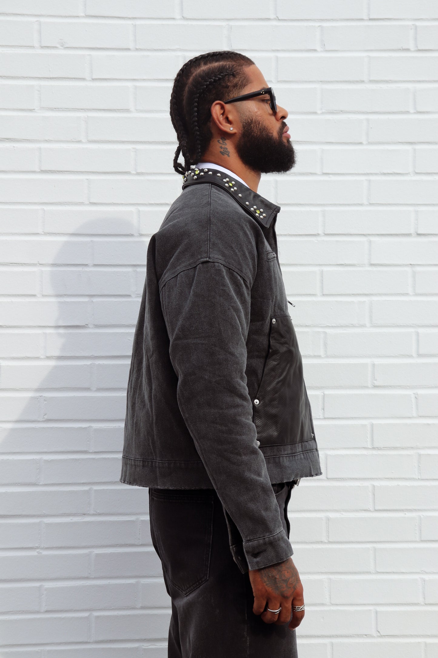 Rafu Leather Studded Worker Jacket