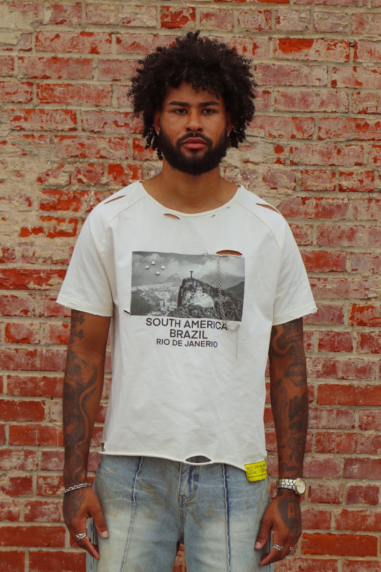 Wide Collar Chain Brazil Vintage Shirt