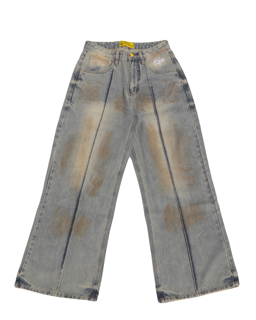 Baggy Pleated Dirty Washed Jeans