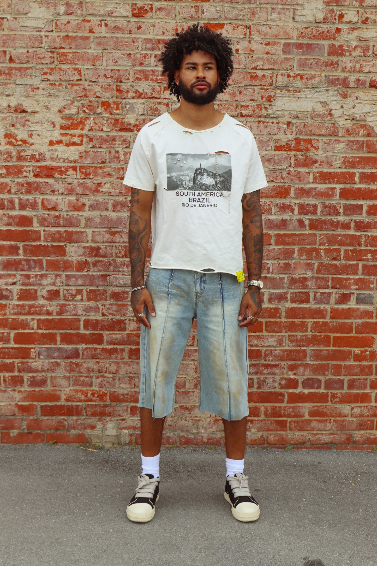 Wide Collar Chain Brazil Vintage Shirt